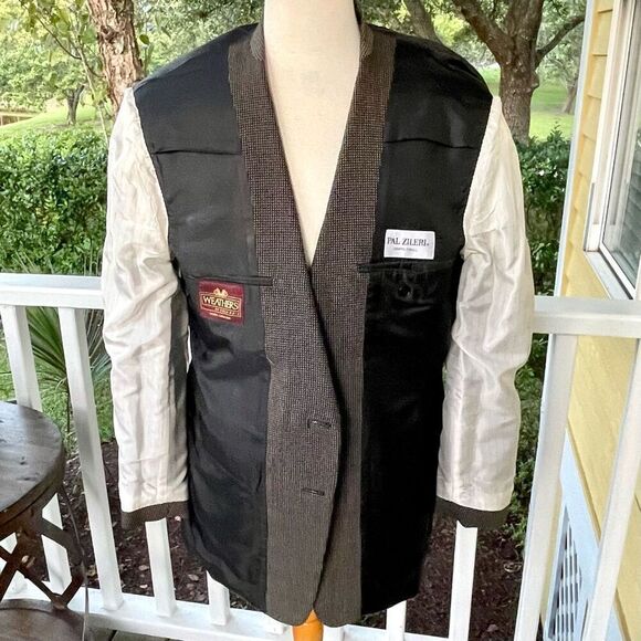 Pal Zileri Vintage Brown/Tan Nailhead Dot 2 Button Blazer. Size 50/US40. No know - Picture 5 of 14